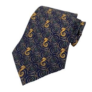 Kieselstein-Cord Mens Tie Blue & Gold w/ Cobra Design 100% Silk Italian
